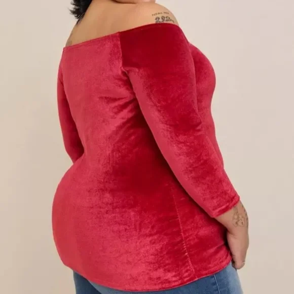 Torrid Velvet Top Off-the-shoulder - Picture 3 of 6